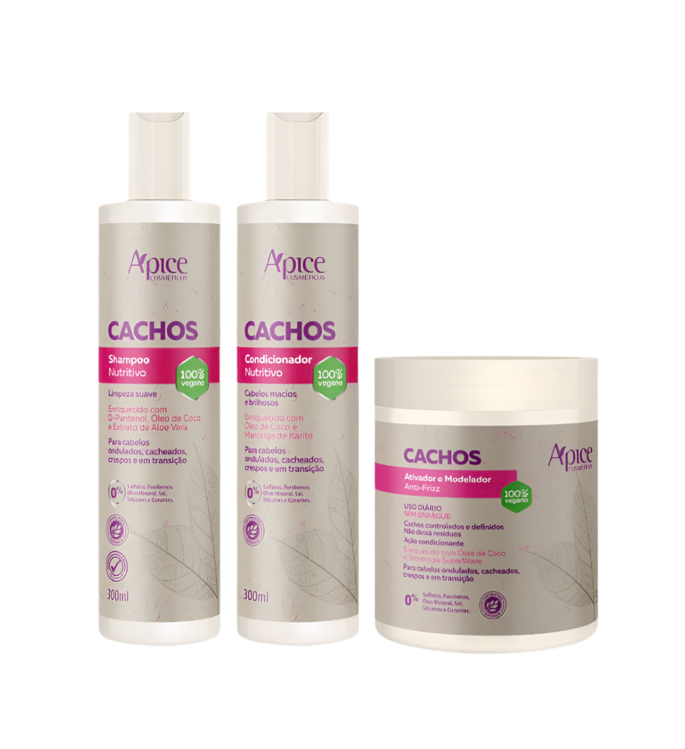 Kit Cachos - Shampoo, Condicionador e Ativador (3 ITENS)