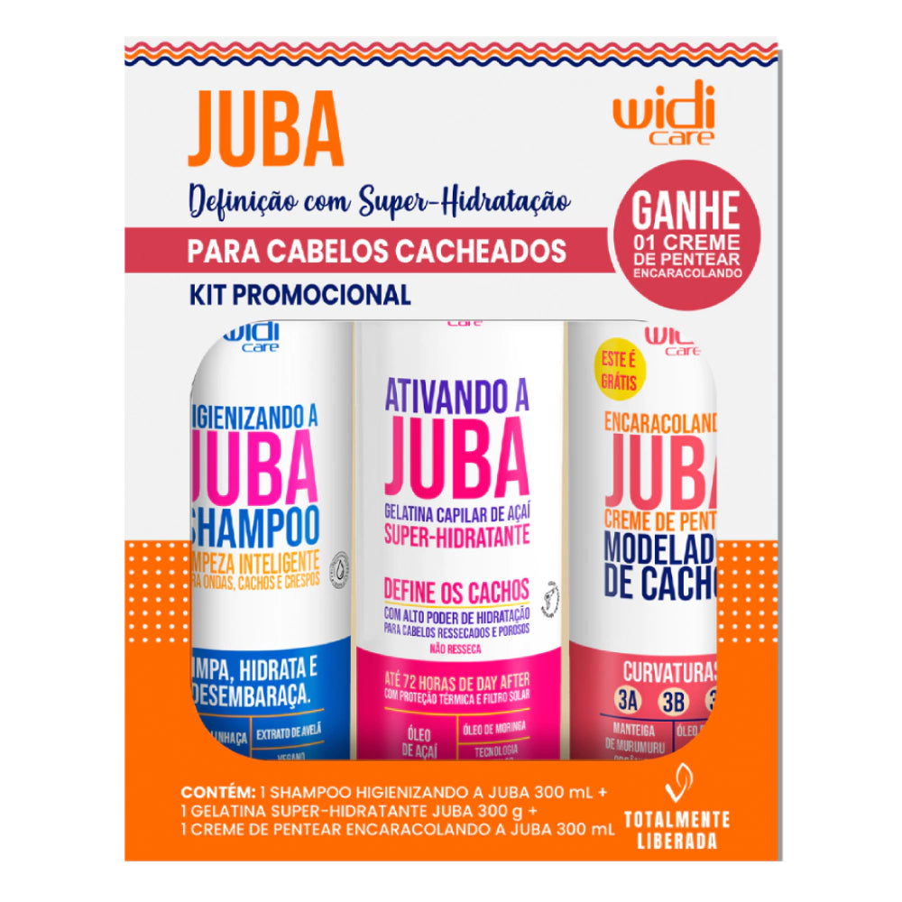 Caixa Promocional Widi Care Juba - Shampoo + Creme de Pentear Encaracolando + Gelatina Super Hidratante 300g