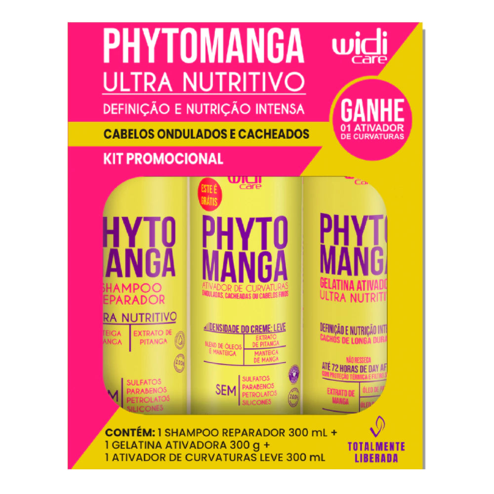 Caixa Promocional Widi Care Phytomanga Curvaturas - Shampoo Reparador + Creme de Pentear Leve + Gelatina 300g